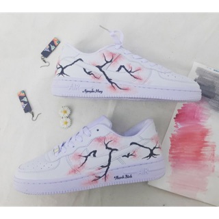 [ảnh thật] Giày thể thao af1 air force custom hoạ tiết hoa đào (inbox size)