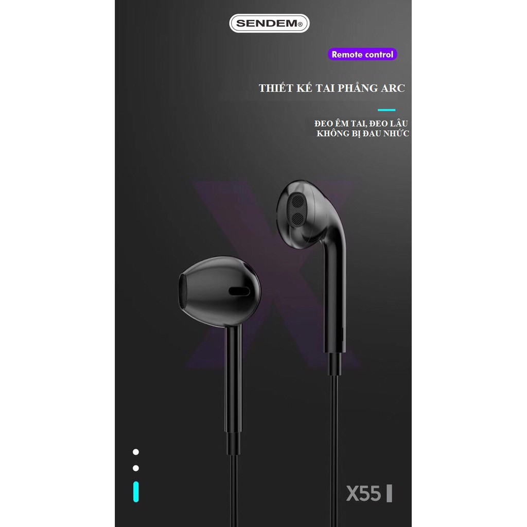 Tai nghe nhét tai SENDEM X55 Âm thanh siêu âm - Bass cực hay - Hàng chính hãng