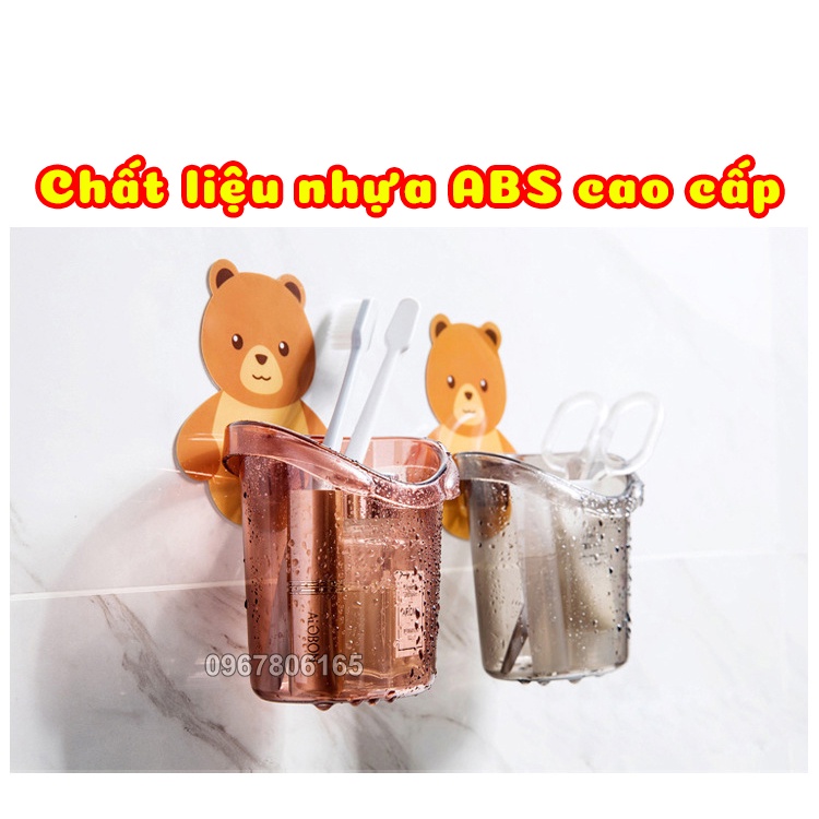 Cốc Đựng Bàn Chải Đánh Răng Dán Tường Hình Gấu Đáng Yêu