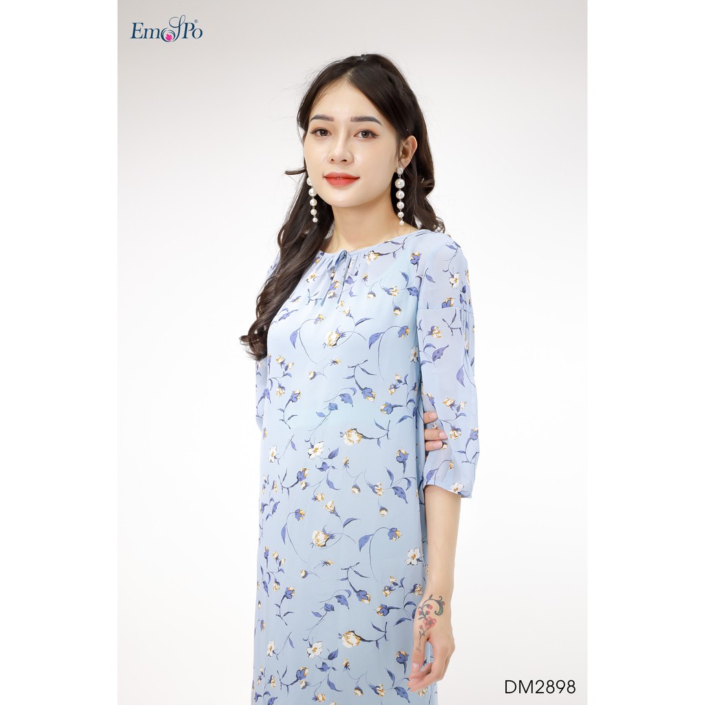 Đầm 2 trong 1, cổ thắt nơ, thắt lưng kim tuyến mặt trái tim Emspo DM2898