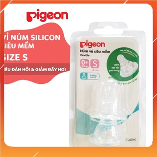 Núm vú Pigeon cổ hẹp silicone siêu mềm Size S M L Y