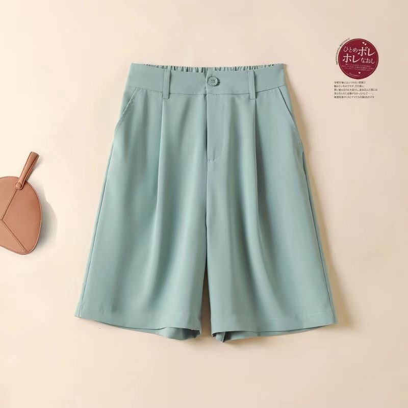 Quần Short Chữ a Lưng Cao Dáng Rộng Vải Lụa Lạnh Mỏng Thời Trang Mới Cho Nữ