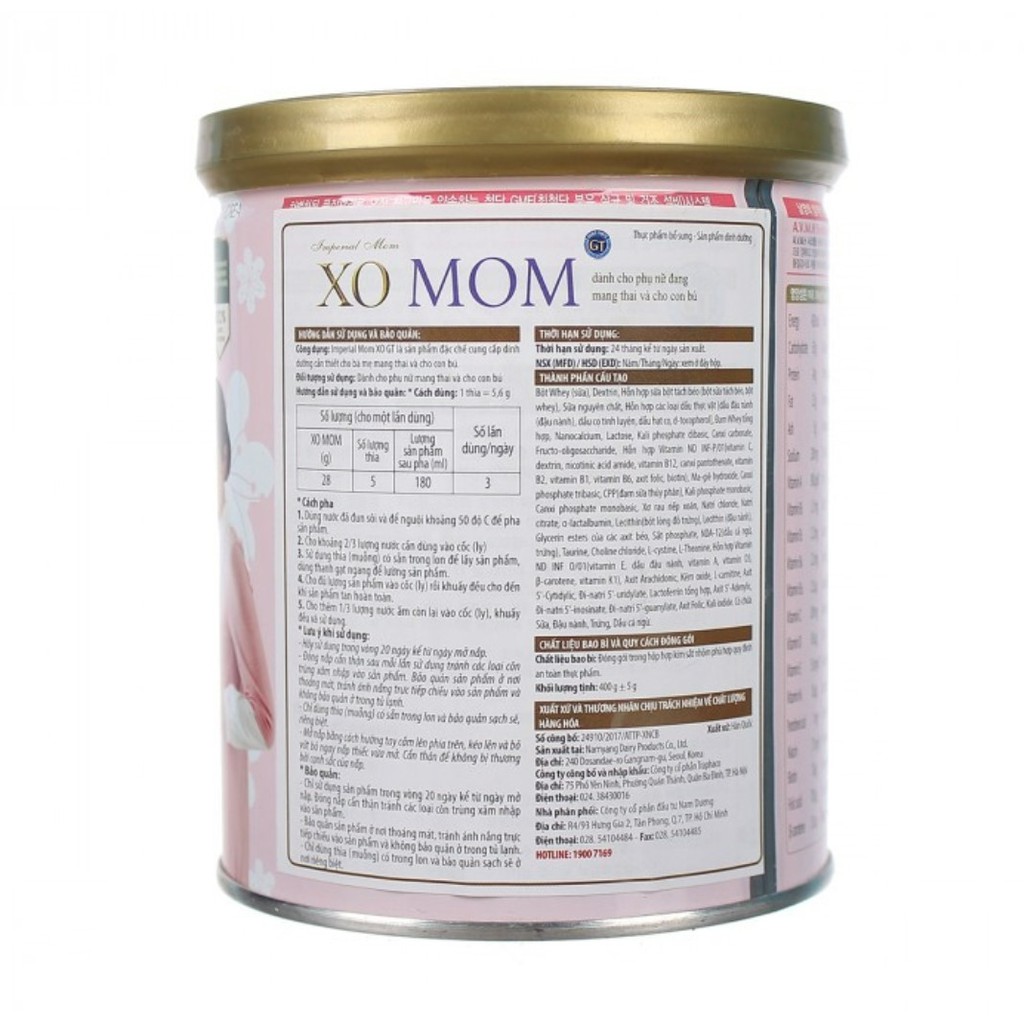 Sữa XO Mom 800g - Sữa Bột Namyang Dành Cho Mẹ Bầu Nhập Khẩu Hàn Quốc
