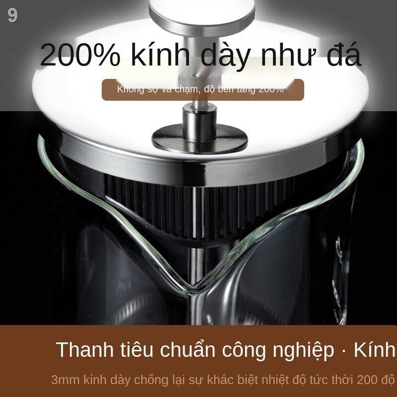 2bình ép cà phê, máy pha trà gia đình kiểu Pháp, bọt sữa, phin ép, ấm trà, tách phê