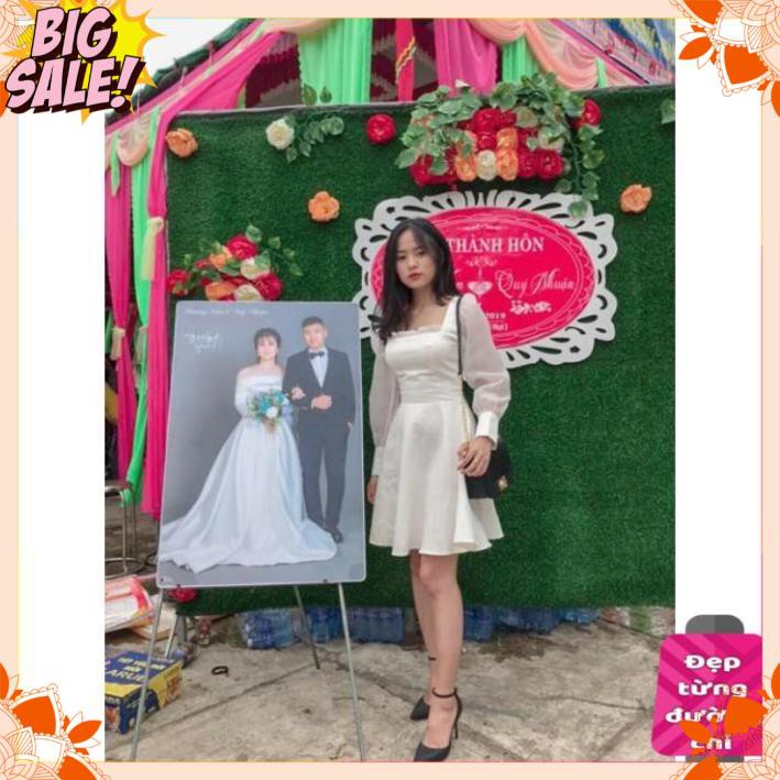 Đầm trắng xòe tay phồng nữ tính siêu xinh | BigBuy360 - bigbuy360.vn
