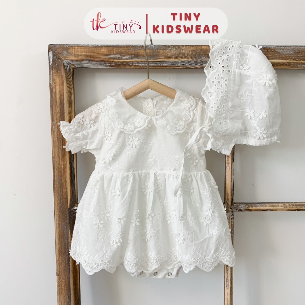 Váy Đầy Tháng, Đầm Thôi Nôi Cho Bé Gái Họa Tiết Ren Tặng Kèm Mũ, Váy Ren Công Chúa Cho Bé Gái Từ 5-13kg [GB26]