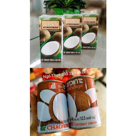 NƯỚC CỐT DỪA CHAOKOH THÁI LAN LON 400ML HỘP 1 LÍT