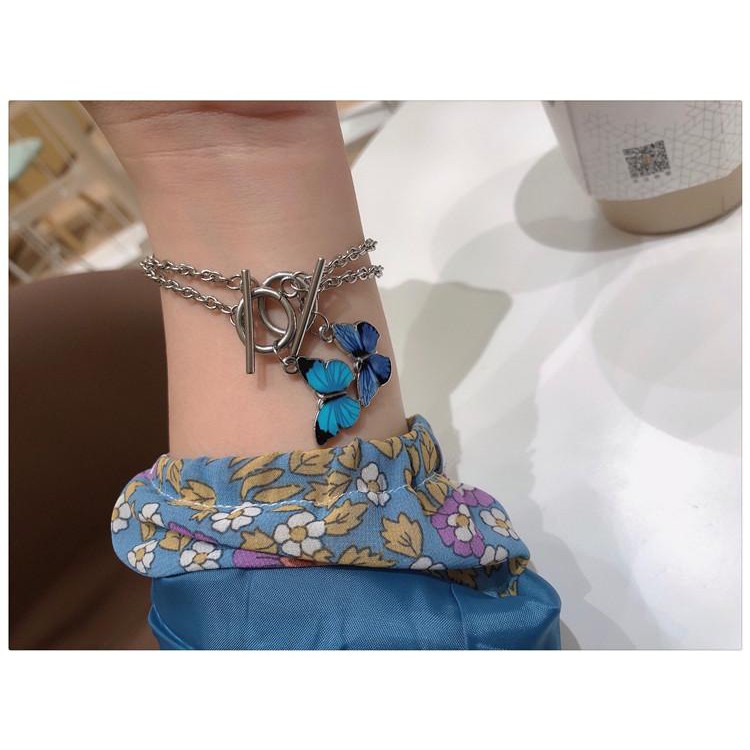 Vòng tay BƯỚM XANH NHẠT XANH ĐẬM lắc tay thời trang nữ