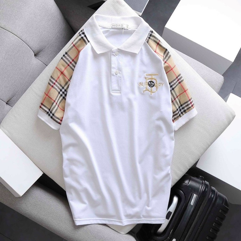 Áo Polo nam thêu BR tay giáp lăng chất liệu cotton cao cấp thiết kế quý phái sang trọng