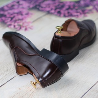 Giày Tây Nam Thời Trang 3 Sọc Nâu [+1 Đôi Tất]