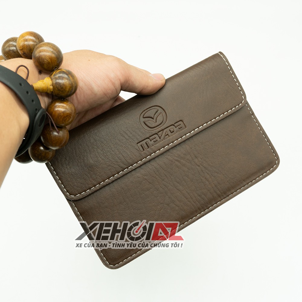 Ví da để giấy tờ, đăng kiểm trên xe ô tô - hàng đẹp- tặng kèm 1 móc khóa siêu chất - Logo MAZDA