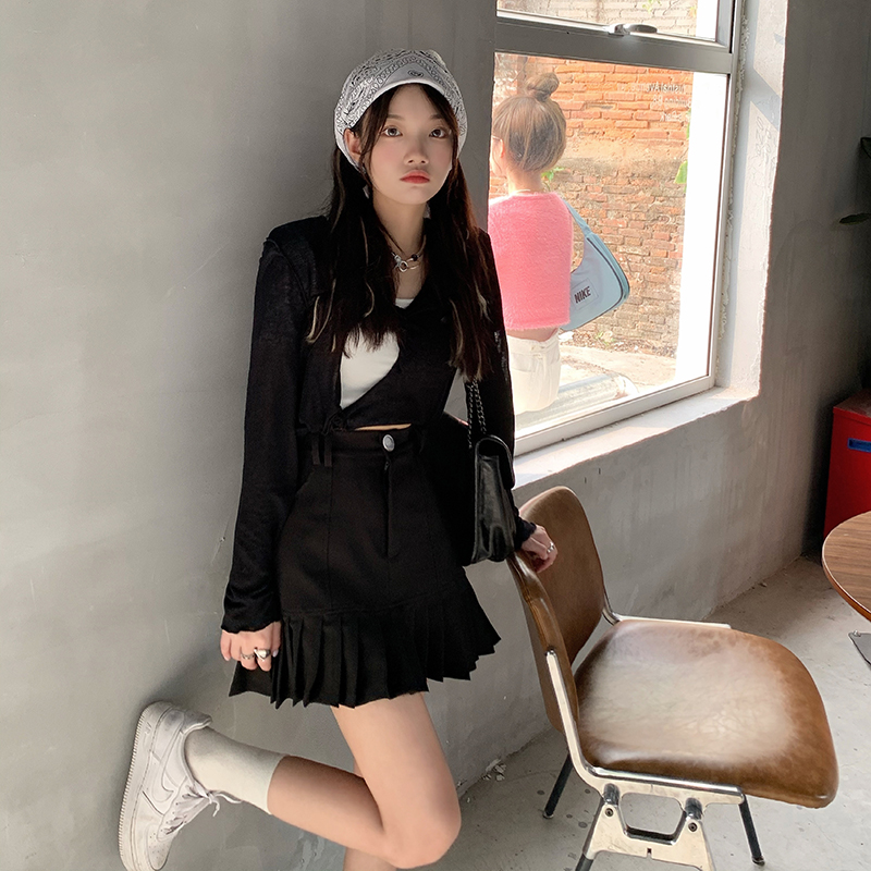 Chân Váy Chữ A Eo Cao Phối Xếp Li Phong Cách Hàn Quốc Thời Trang | BigBuy360 - bigbuy360.vn