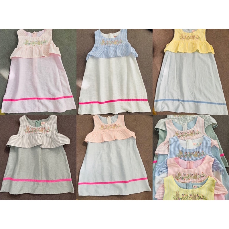 Đầm thô đũi kết hợp bèo thêu cotton xinh xắn cho bé