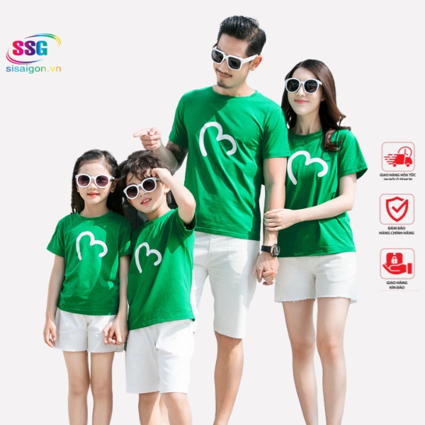 Áo gia đình, đồng phục gia đình nhóm 3/4/5 người áo thun cotton mềm mịn màu trắng mặt thoáng mát - Trái Tim Khuyết