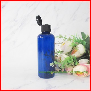 Chai Nhựa 100ml Xanh Dương Nắp Bật