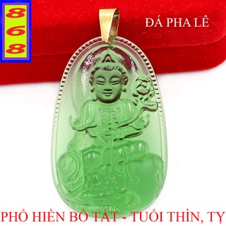 Mặt Dây Chuyền Phật Phổ Hiền Bồ Tát Pha Lê Xanh Lá 3.6cm - Mặt Size Nhỏ - Tặng Kèm Móc Inox