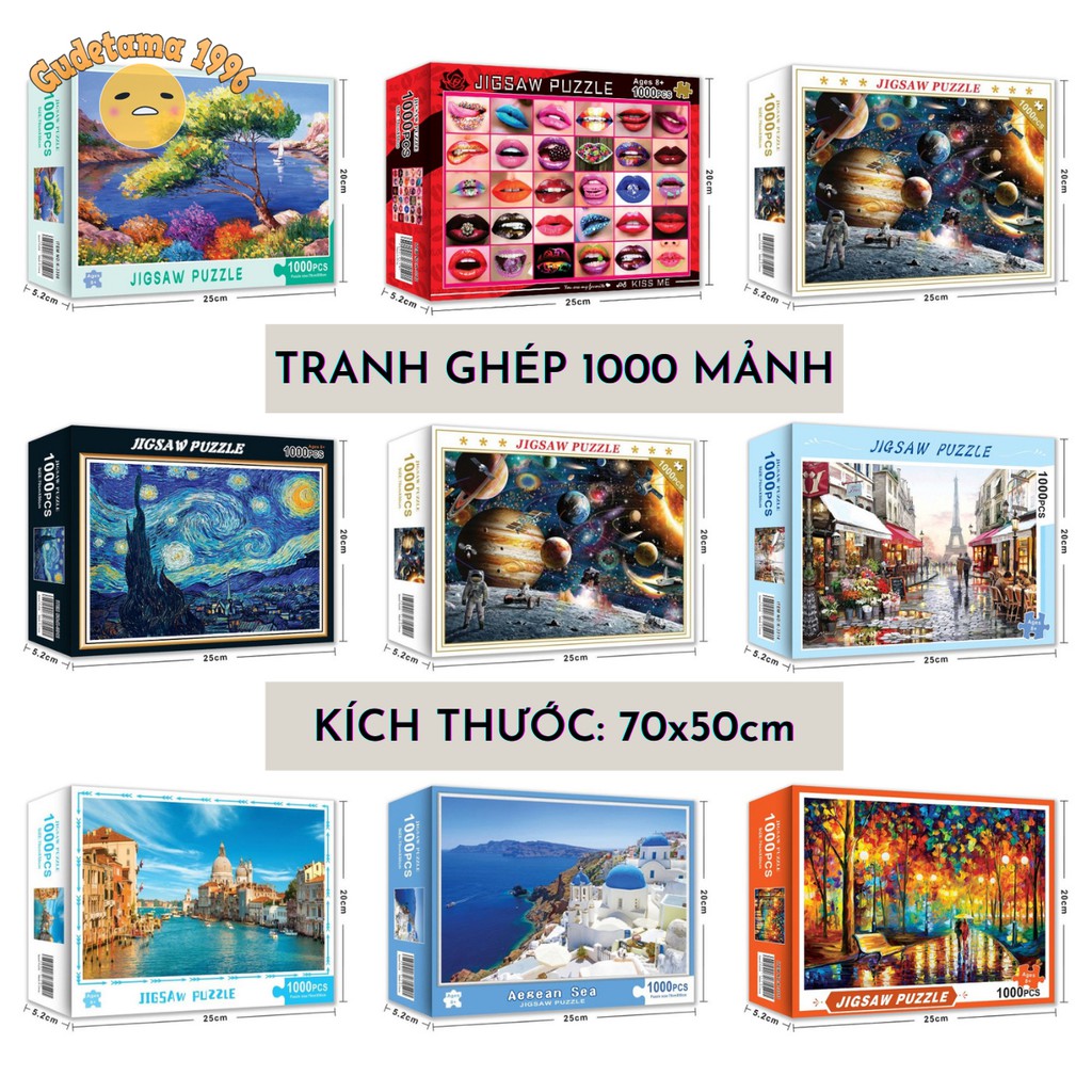 Tranh ghép hình 1000 mảnh nhiều mẫu kích thước 70*50cm, Jigsaw Puzzle 1000 PCS