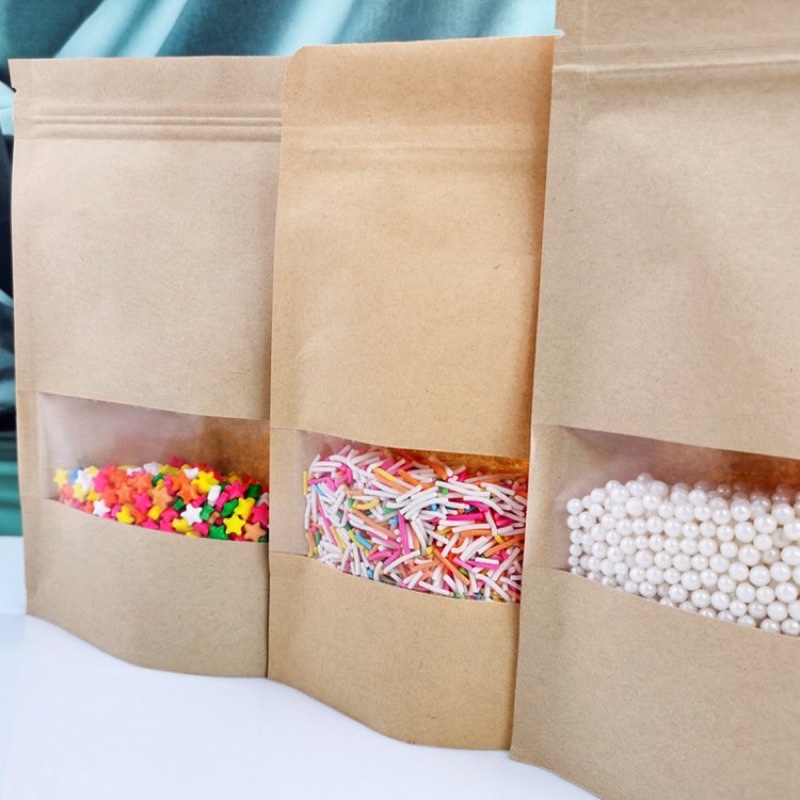 Túi zip giấy kraft nhiều size - set 10 cái