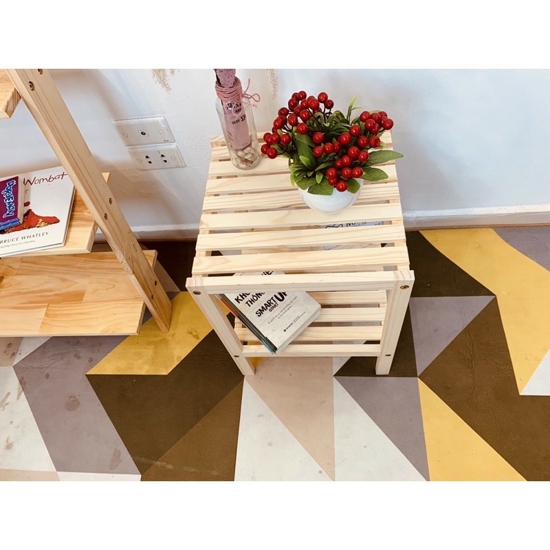 Tab Đầu Giường 2 Tầng Gỗ Thông Hàn Quốc, Kệ đầu giường - Decor Phòng Đẹp