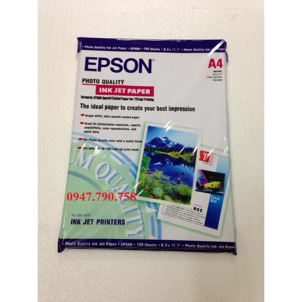 Giấy in màu Epson A4 100 tờ ĐL130gsm - Giấy in phun - Giấy in ảnh