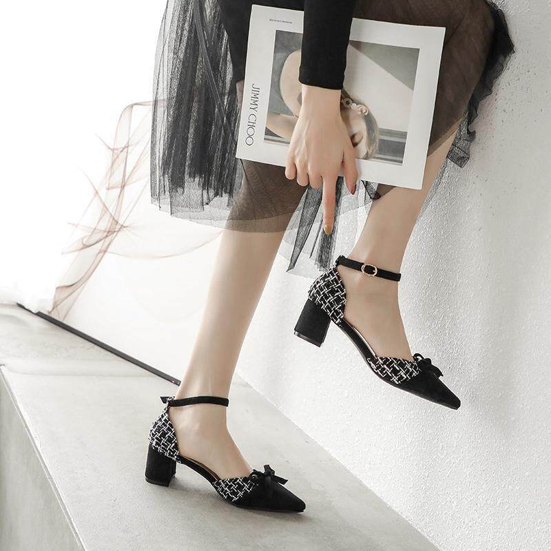 Giày Cao Gót Bít Mũi Phối Nơ Dễ Thương Đế Dày Mũi Nhọn Siêu Hot CG-0592 giaysi.vn