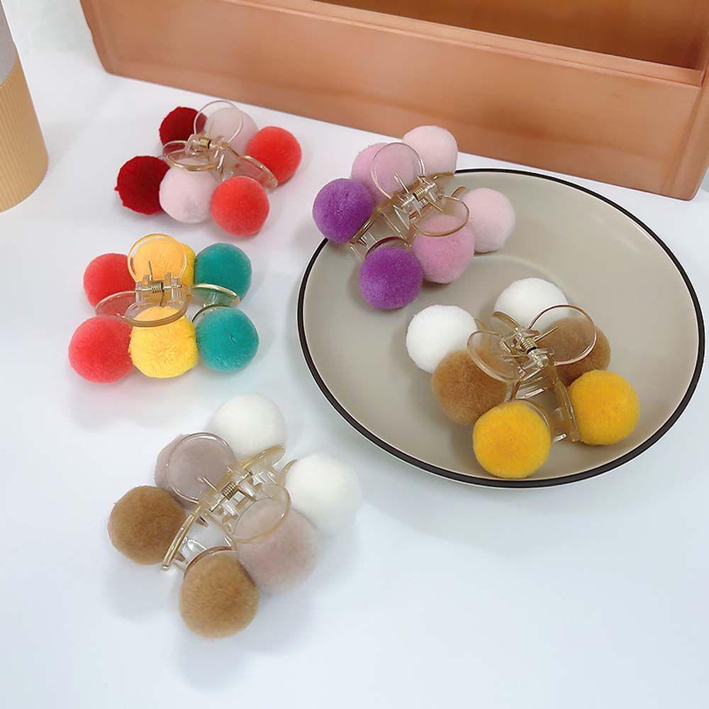 Kẹp Tóc Càng Cua Đính Bóng Lông Nhiều Màu Sắc Thời Trang Cho Nữ BACK2LIFE