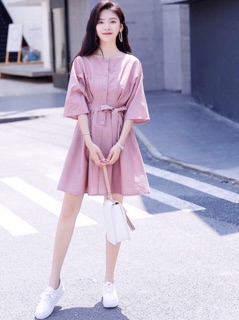 Đầm váy freesize hồng mặc 2 kiểu