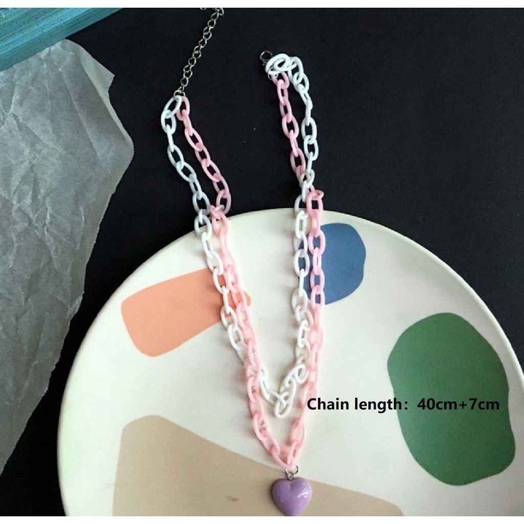 HS 1 Vòng Cổ Choker Hình Trái Tim Màu Macaron Thời Trang Dành Cho Nữ