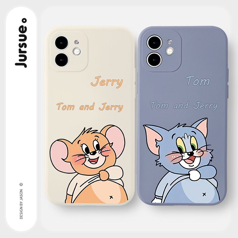 Ốp lưng JURSUE hoạt hình cặp đôi dễ thương đẹp Cho iPhone 14 13 12 11 Pro Max SE 2020 X XR XS 8 7 ip 6S 6 Plus kute Y2186