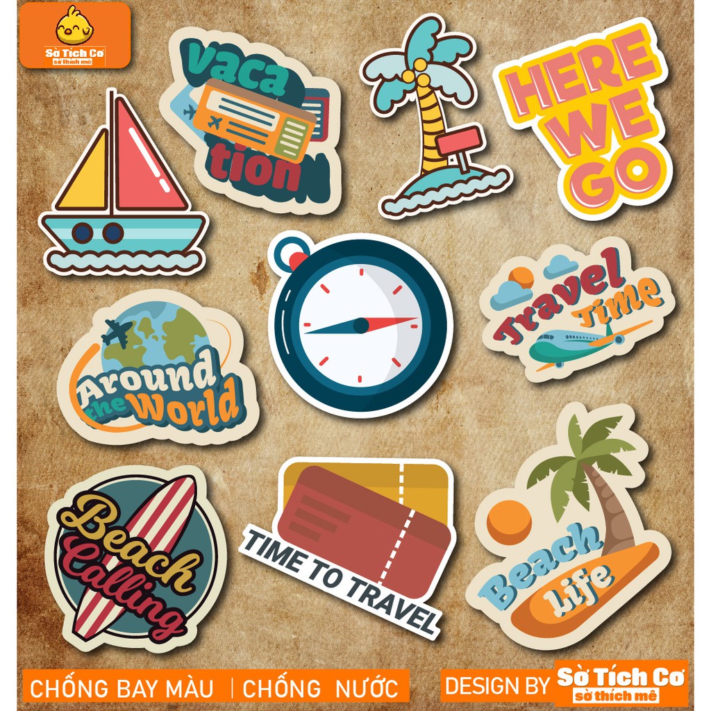 Travel 1 dán điện thoại, laptop, mũ bảo hiểm, guitar, vali MSP: T03