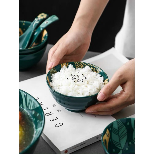 Chén Gốm Sứ Họa Tiết Hoa Văn Phong Cách Bắc Âu 4 món