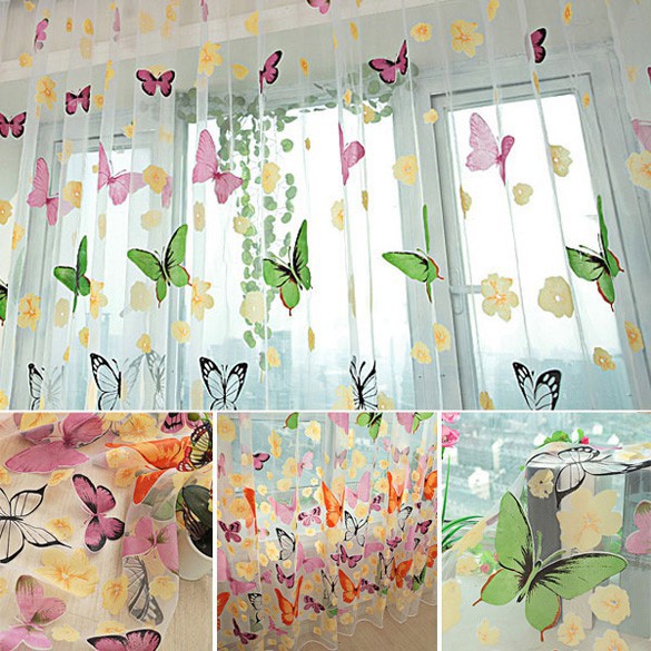 Rèm vải voan hình bươm bướm trang trí phòng ngủ, phòng khách