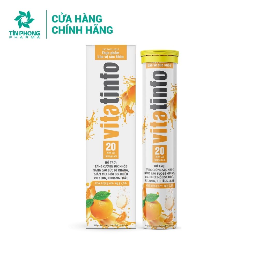 Viên Sủi Vitatinfo Hỗ Trợ Tăng Cường Sức Khỏe Bổ Sung Vitamin Khoáng Chất Bồi Bổ Cơ Thể Giảm Mệt Mỏi Hộp 20 Viên TTP035