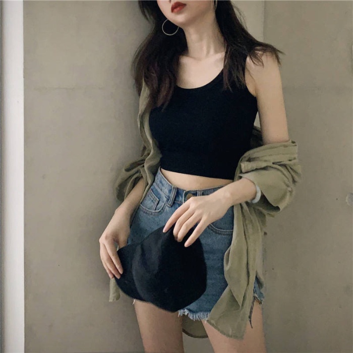 MS485 Áo ba lỗ sát nách thun trơn basic croptop