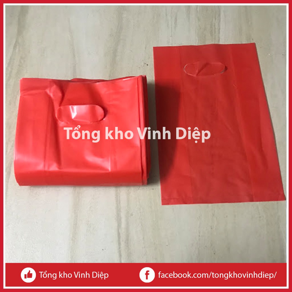 1kg túi nilon HD đỏ đựng hàng chất dày dùng làm túi đựng đồ, đựng quà biếu - 3 size
