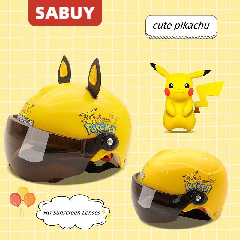 Mũ Bảo Hiểm Chống Nắng Bảo Vệ Mắt Thân Thiện Với Làn Da Họa Tiết Hoạt Hình Pikachu Hello Kitty Dễ Thương Dành Cho Trẻ Em