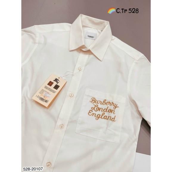 [Sẵn Hàng] Áo Sơ Mi Nam LV Thêu Logo Vải Trơn Cao Cấp - Sơ Mi Nam BBR Cao Cấp Chữ Thêu