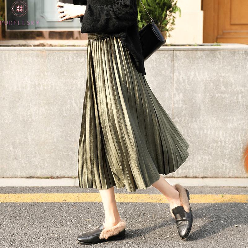 Women's Ladies Skirts Loose A-line Casual Boho Women's Office Ladies Autumn High Waist Pleated Retro Plus size