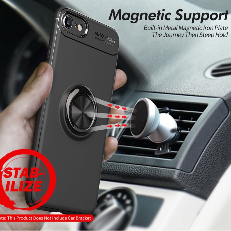 Ốp điện thoại silicon mềm có giá đỡ nhẫn có thể xoay dùng trên xe ô tô cho iPhone 7 8 6 6S Plus SE 2020 SE2