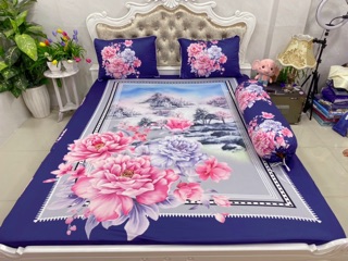 Drap thun lạnh 5D cao cấp mẫu hoa ( 3 màu )