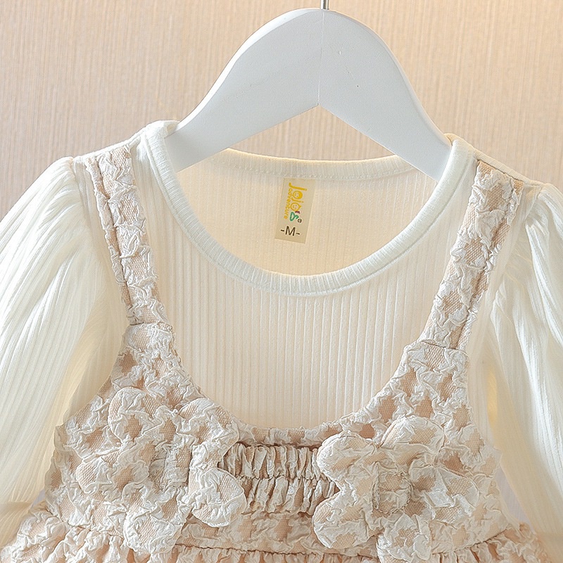 Đầm Công Chúa Giả Hai Lớp Tay Dài Bằng Vải Tuyn Đính Kim Sa Dành Cho Bé Gái 0-3 Tuổi