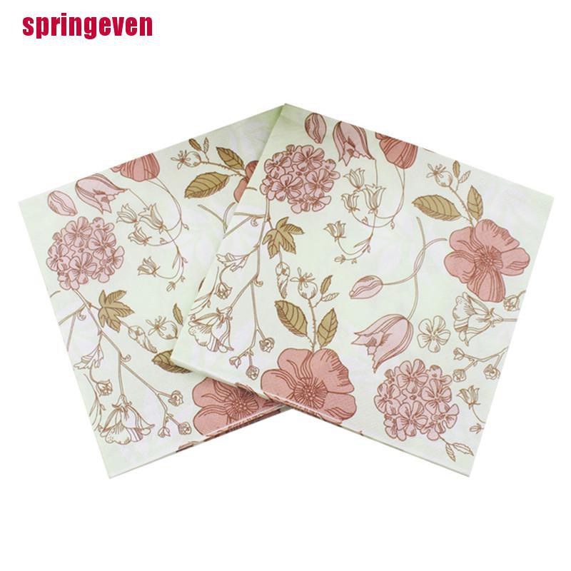 Set 20 Khăn Giấy Ăn In Hình Hoa Độc Đáo