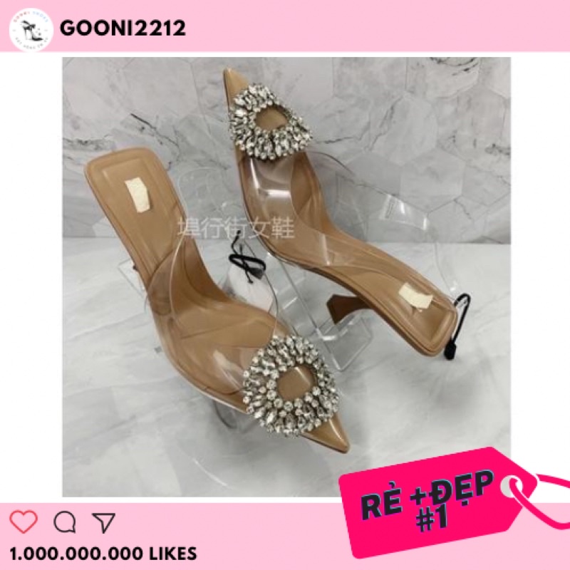 Giày slingback quai trong đính đá sang chảnh Z/a/r/a full box tag