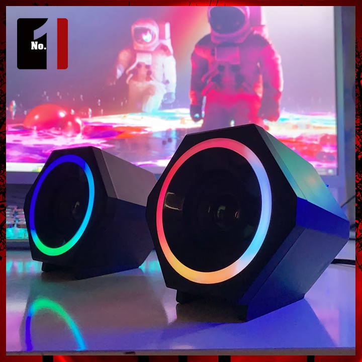 Loa Máy Tính Để Bàn Mini Led Rgb 2.0 Kisonli L-6060 Loa Vi Tính Laptop Gaming Nghe Nhạc Bass Lớn Có Dây