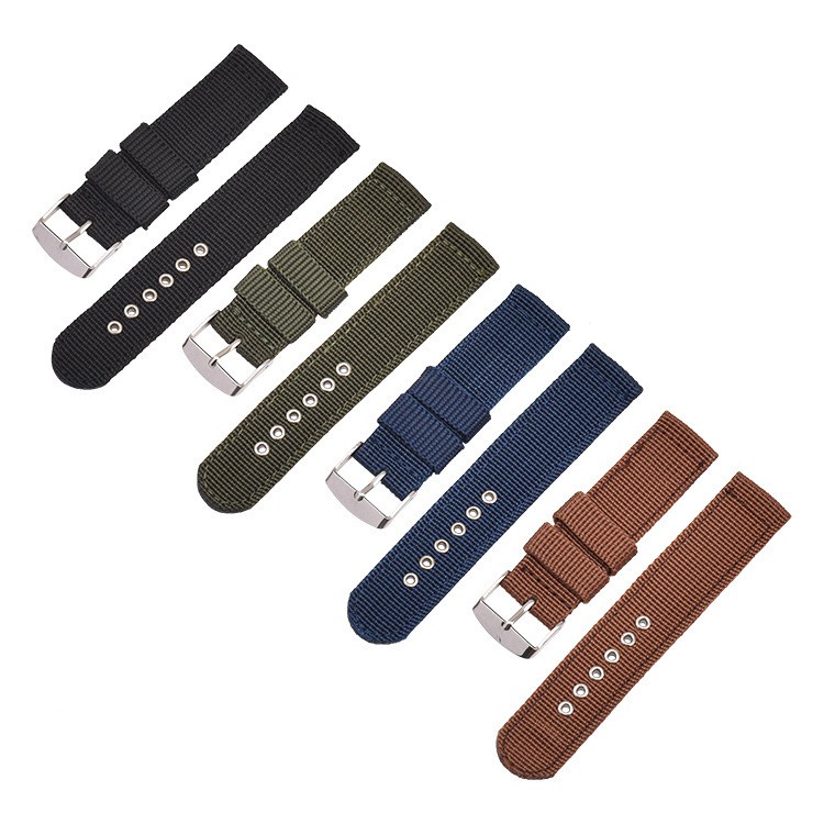 Dây Đeo Đồng Hồ Bằng Vải Canvas Nylon Thoáng Khí 16mm 18mm 20mm 22mm 24mm Phong Cách Retro