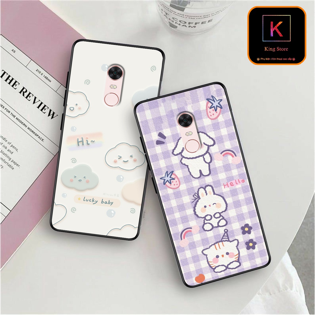 Ốp lưng Xiaomi Redmi 5 - Redmi 5A - Redmi 5X - Redmi 5 Plus - Ốp in hình gấu &amp; thỏ đang yêu - lưng nhám viền TPU cao cấp