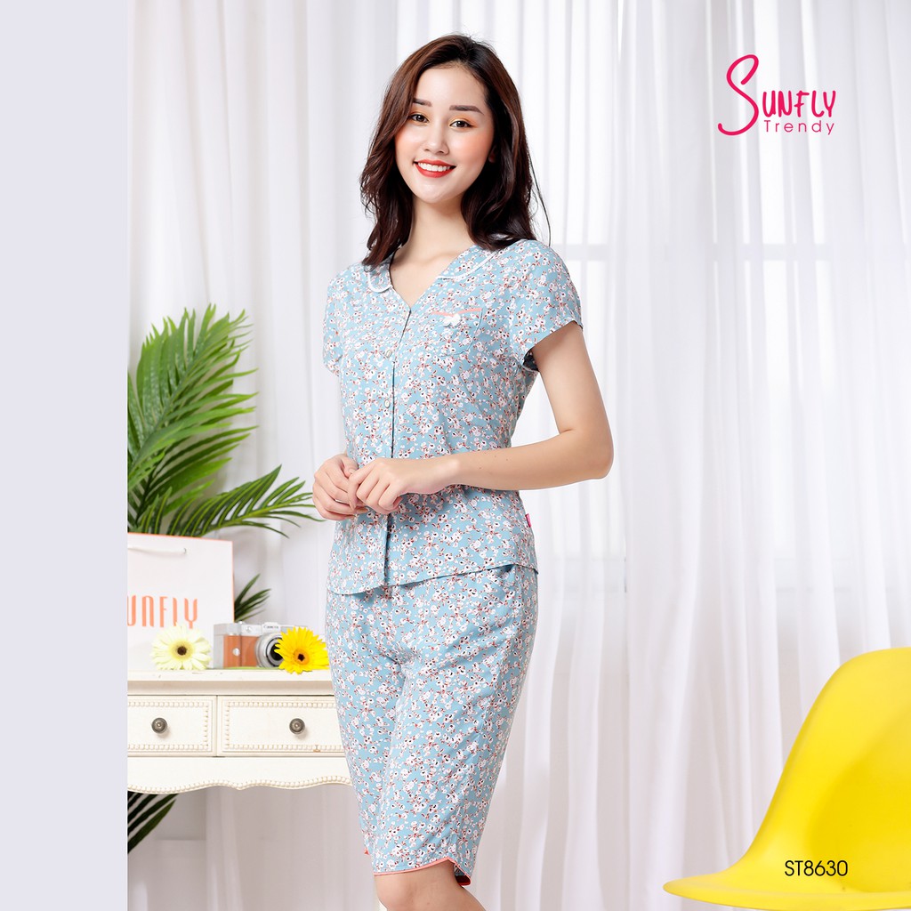 Bộ lanh mặc nhà SUNFLY xuân hè ST8630