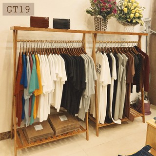 Giá treo quần áo bằng gỗ đa năng treo quần áo mặc dở và để giày dép đồ trang trí GT19