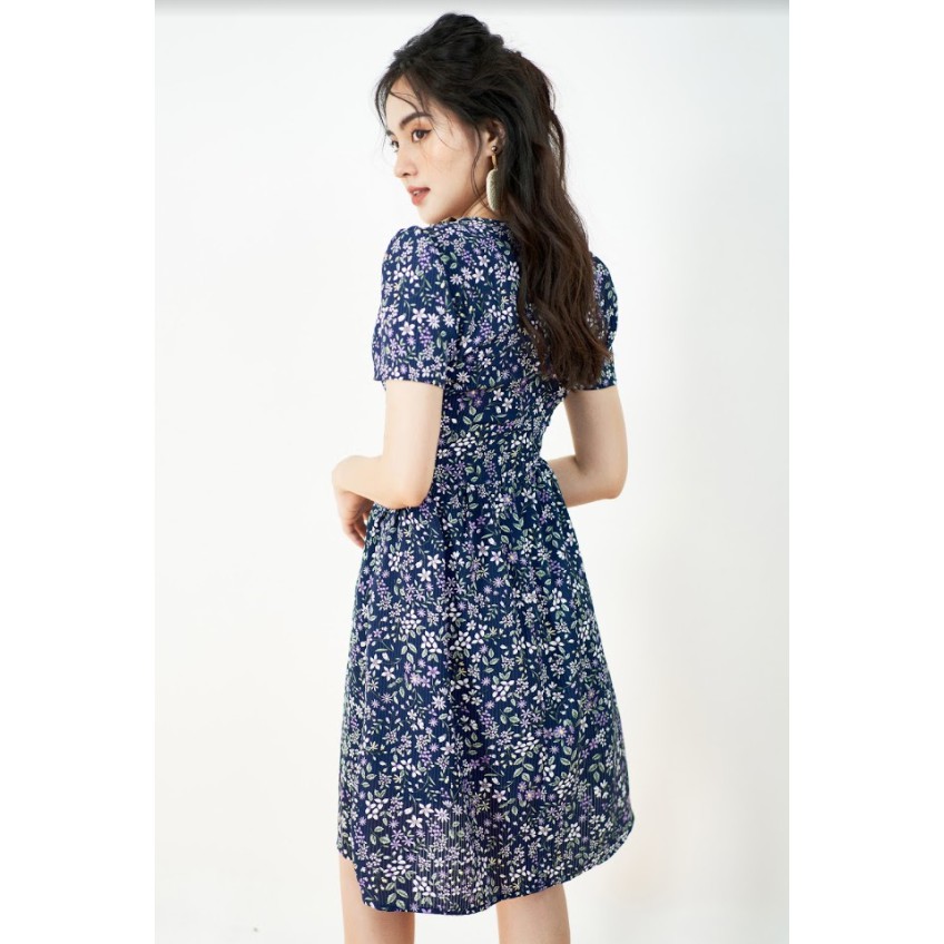 Đầm cổ tim túi ốp họa tiết hoa chuối 1VA1091 ADORE DRESS