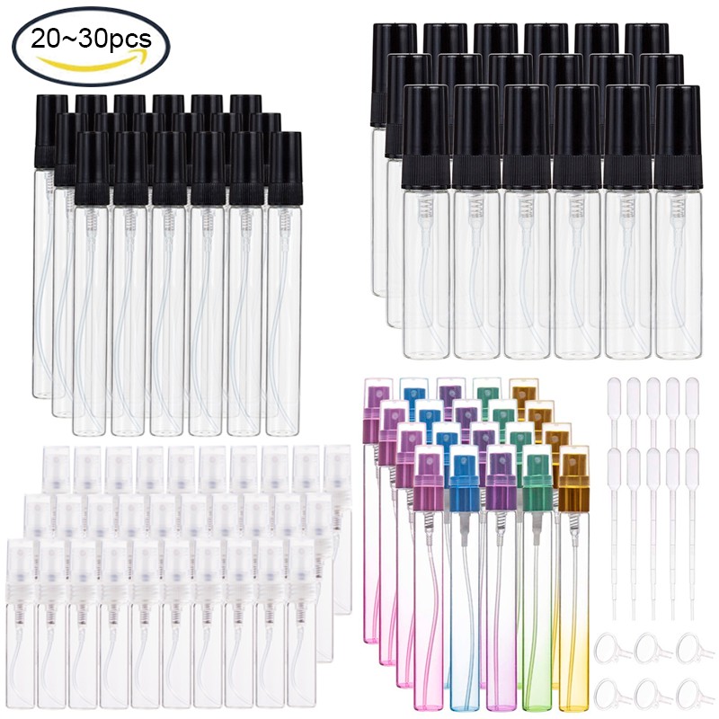 Set 20-30 Chai Xịt Thủy Tinh Mini 5~10ml Trong Suốt Đựng Nước Hoa Du Lịch